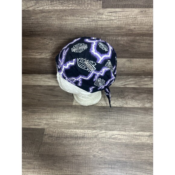 VTG Harley Davidson Biker Hat Cap Purple Lightning Thunder OS 90s RARE - Picture 5 of 12